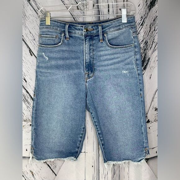 Good American Denim Bermuda Shorts Cut-Offs 4/27 - Picture 1 of 8